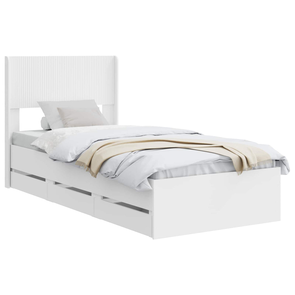 vidaXL Bed Frame with Storage and Headboard White 75 x 190 cm