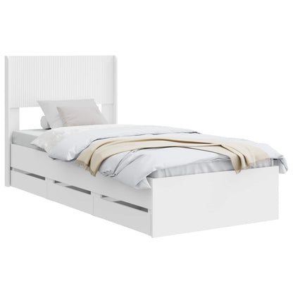 vidaXL Bed Frame with Storage and Headboard White 75 x 190 cm