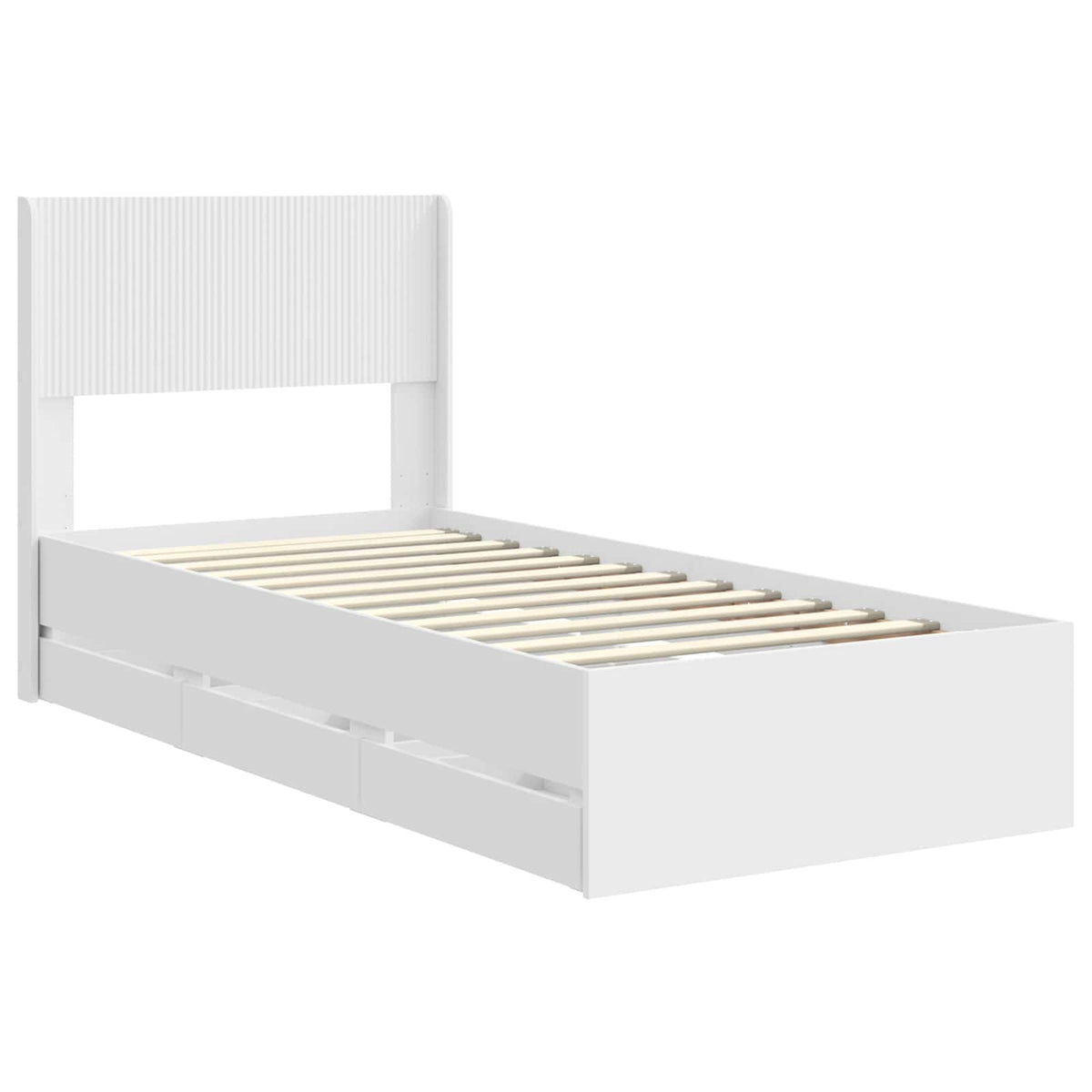 vidaXL Bed Frame with Storage and Headboard White 75 x 190 cm