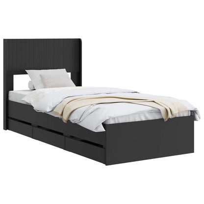 vidaXL Bed Frame with Storage and Headboard Black 75 x 190 cm