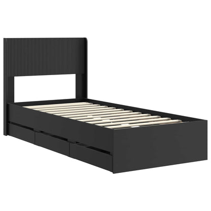 vidaXL Bed Frame with Storage and Headboard Black 75 x 190 cm
