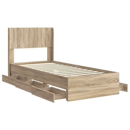 vidaXL Bed Frame with Storage and Headboard Sonoma Oak 75 x 190 cm