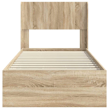 vidaXL Bed Frame with Storage and Headboard Sonoma Oak 75 x 190 cm