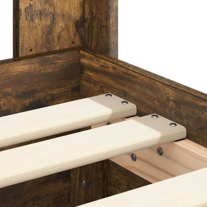 vidaXL Bed Frame with Storage and Headboard Smoked Oak 75 x 190 cm