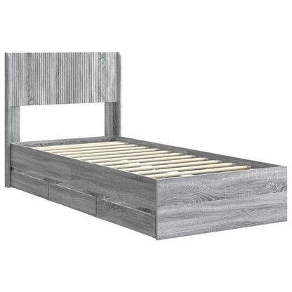 vidaXL Bed Frame with Storage and Headboard Grey Sonoma 75 x 190 cm