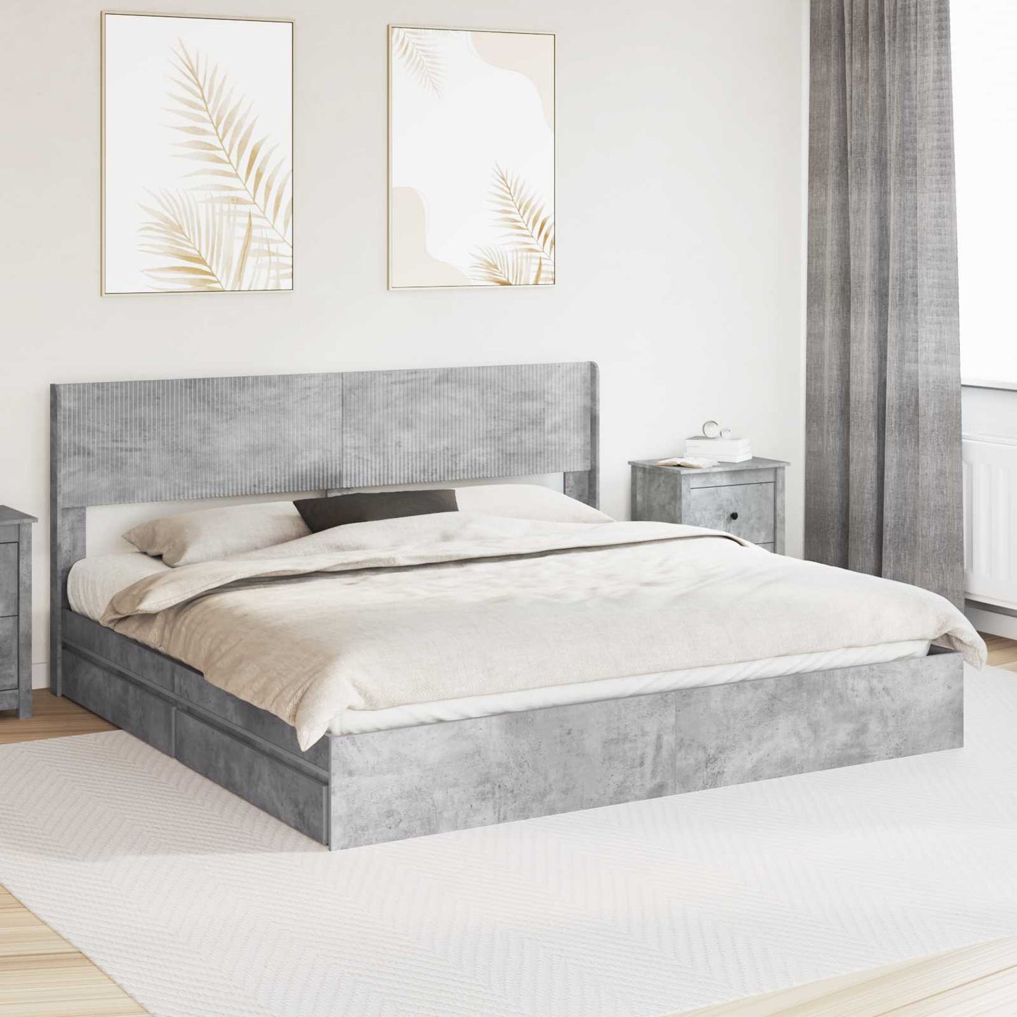 vidaXL Bed Frame with Storage and Headboard 2 pcs Engineered Wood