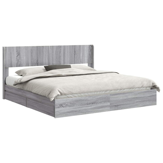 vidaXL Bed Frame with Storage and Headboard 2 pcs Engineered Wood