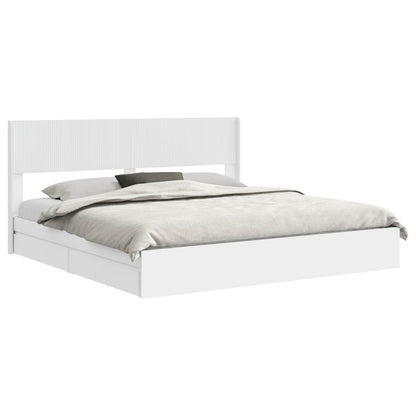 vidaXL Bed Frame with Storage and Headboard White 180 x 200 cm