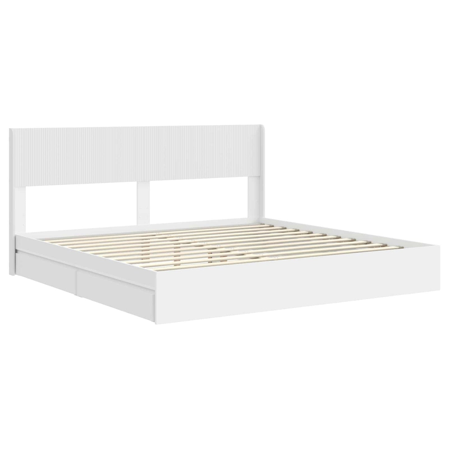 vidaXL Bed Frame with Storage and Headboard White 180 x 200 cm