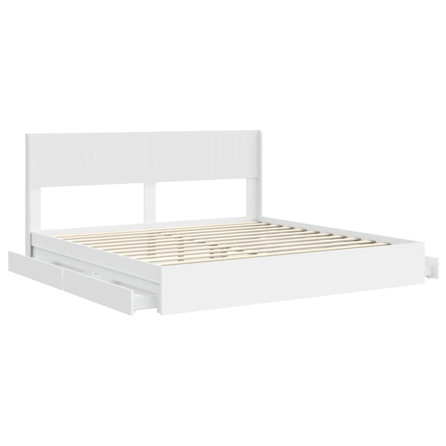 vidaXL Bed Frame with Storage and Headboard White 180 x 200 cm