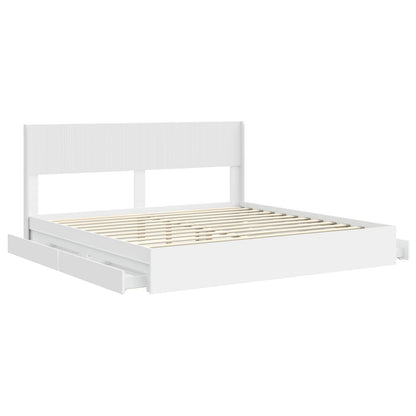 vidaXL Bed Frame with Storage and Headboard White 180 x 200 cm