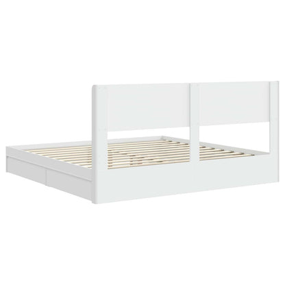 vidaXL Bed Frame with Storage and Headboard White 180 x 200 cm