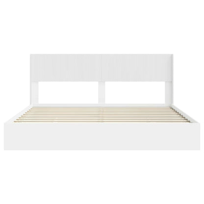 vidaXL Bed Frame with Storage and Headboard White 180 x 200 cm