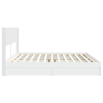 vidaXL Bed Frame with Storage and Headboard White 180 x 200 cm
