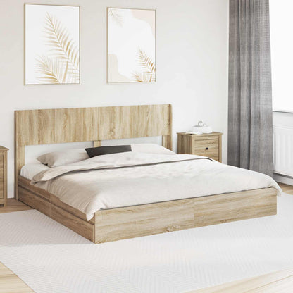vidaXL Bed Frame with Storage and Headboard Sonoma Oak 180 x 200 cm