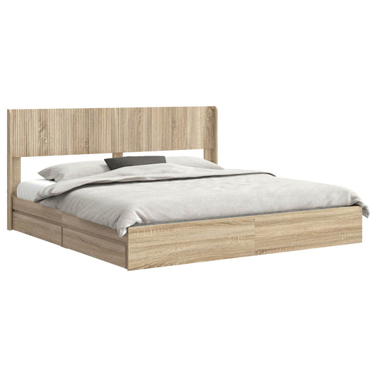 vidaXL Bed Frame with Storage and Headboard Sonoma Oak 180 x 200 cm