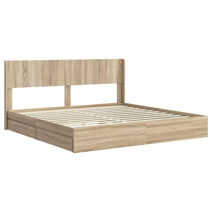 vidaXL Bed Frame with Storage and Headboard Sonoma Oak 180 x 200 cm