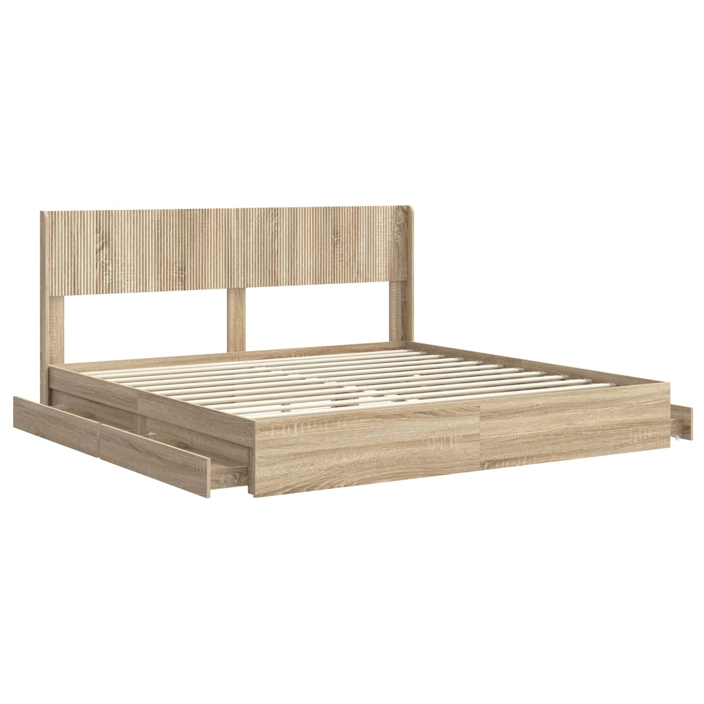 vidaXL Bed Frame with Storage and Headboard Sonoma Oak 180 x 200 cm