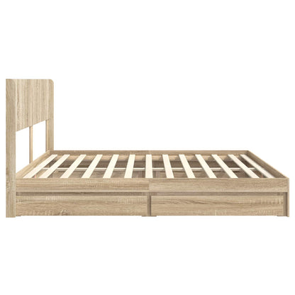 vidaXL Bed Frame with Storage and Headboard Sonoma Oak 180 x 200 cm
