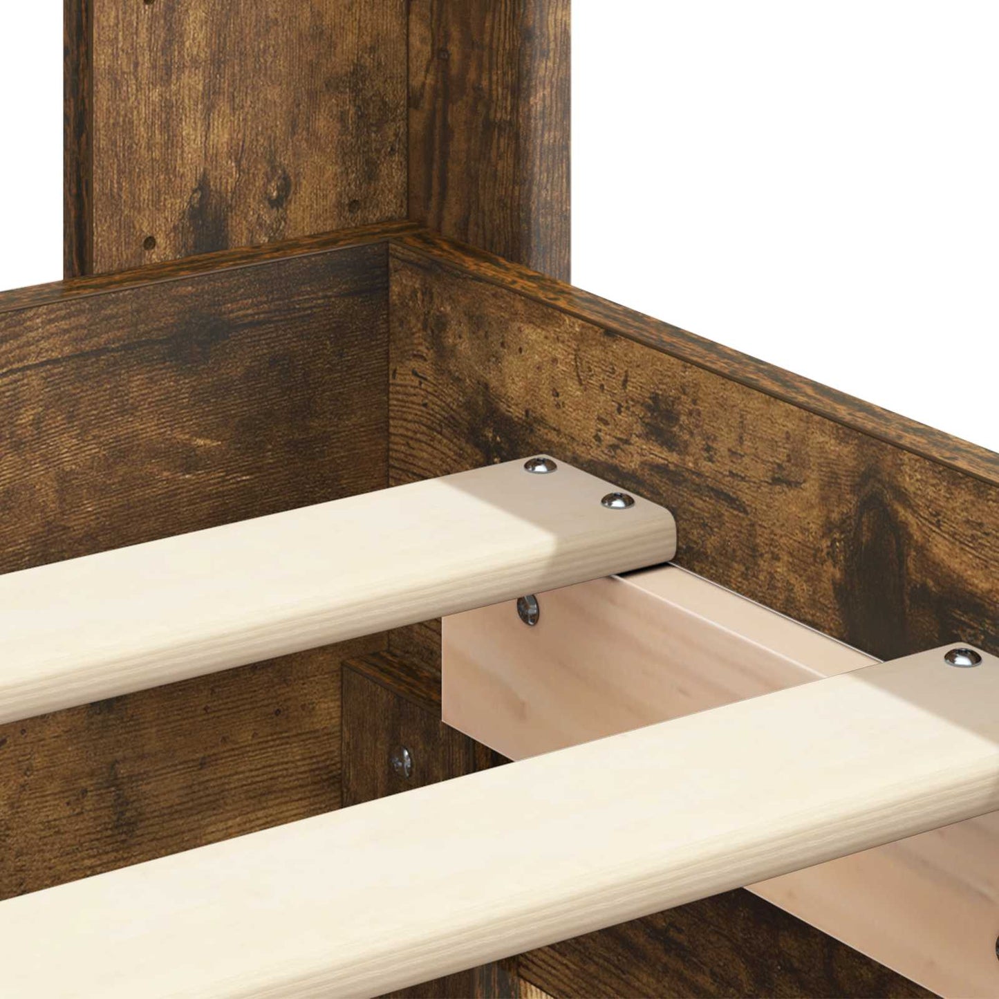 vidaXL Bed Frame with Storage and Headboard Smoked Oak 180 x 200 cm
