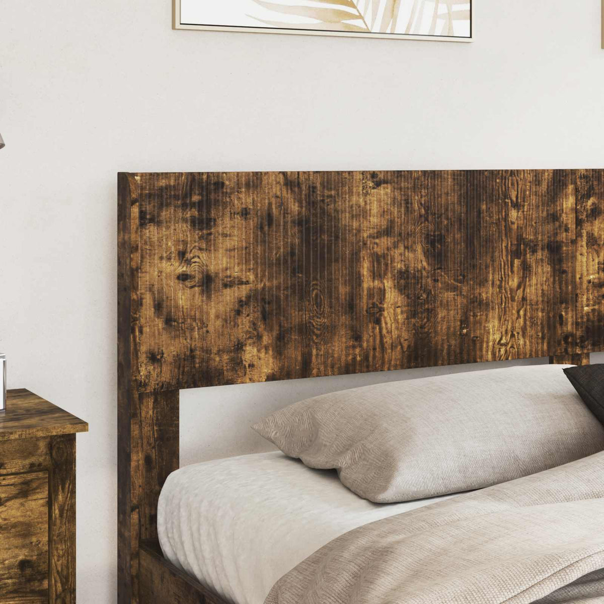 vidaXL Bed Frame with Storage and Headboard Smoked Oak 180 x 200 cm