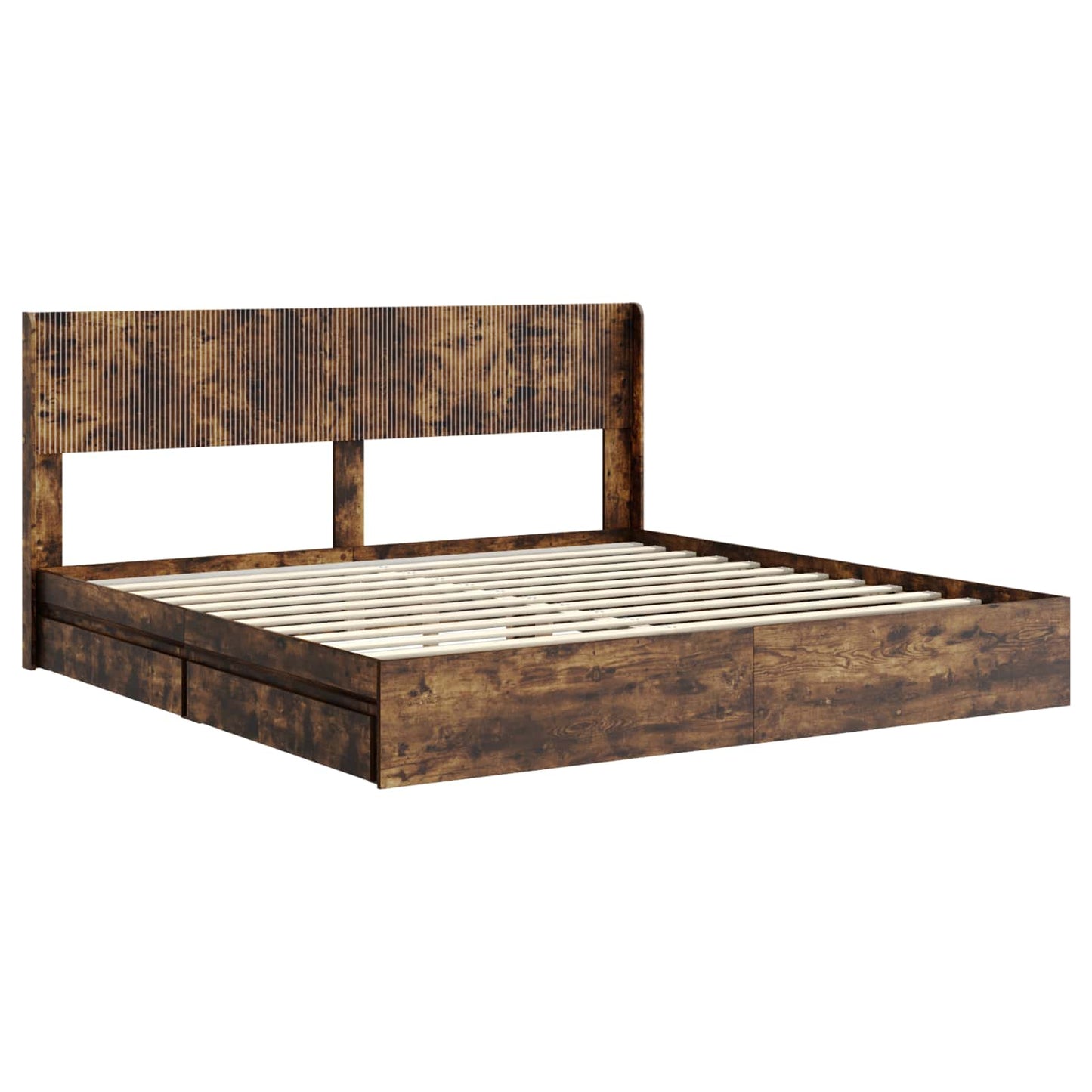 vidaXL Bed Frame with Storage and Headboard Smoked Oak 180 x 200 cm