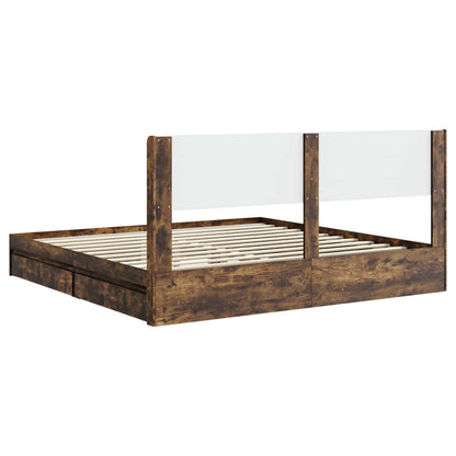 vidaXL Bed Frame with Storage and Headboard Smoked Oak 180 x 200 cm