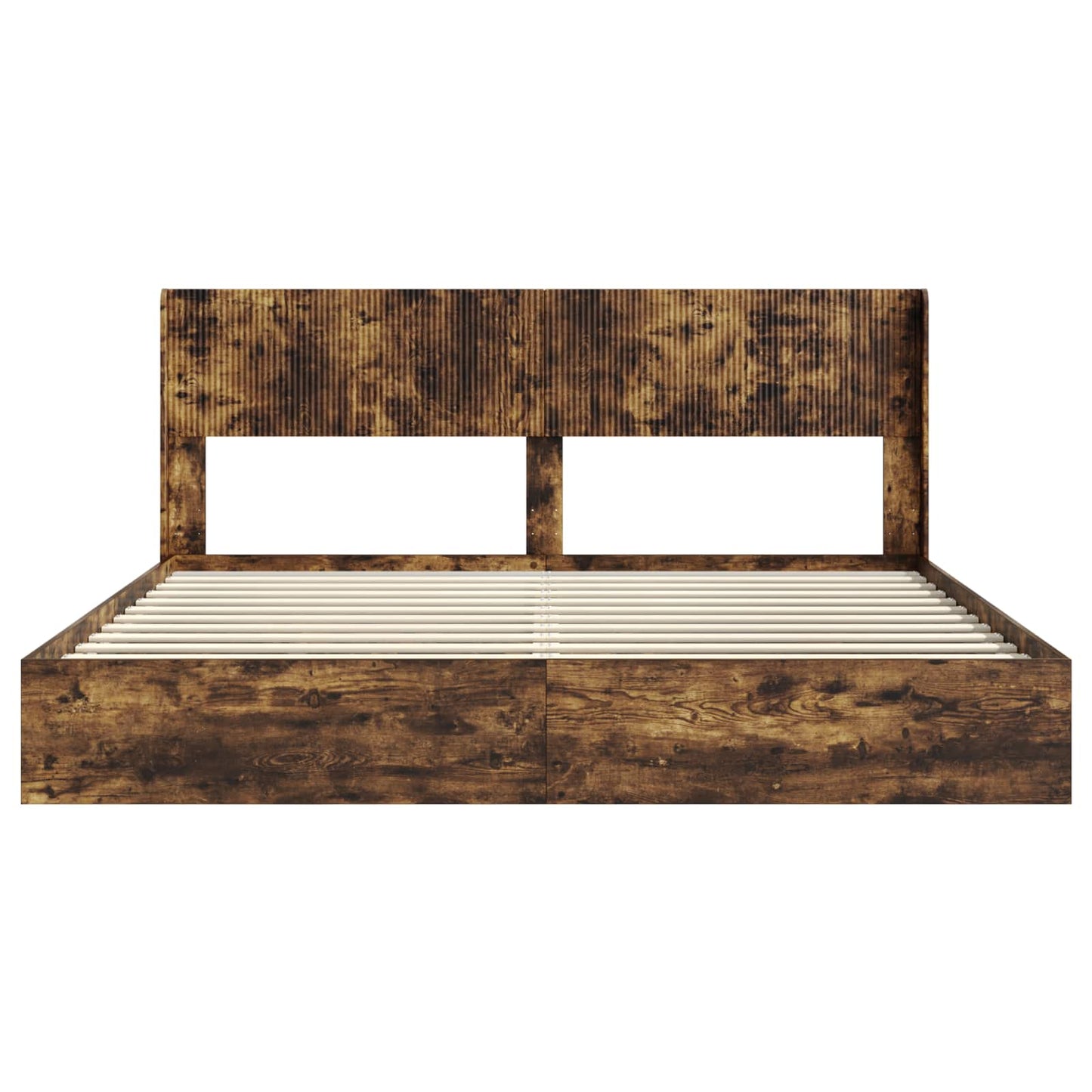 vidaXL Bed Frame with Storage and Headboard Smoked Oak 180 x 200 cm