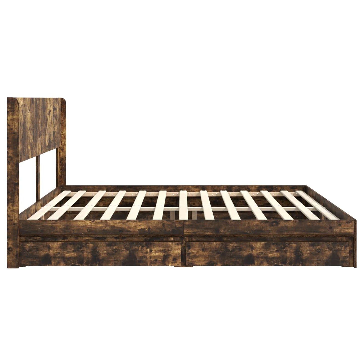 vidaXL Bed Frame with Storage and Headboard Smoked Oak 180 x 200 cm