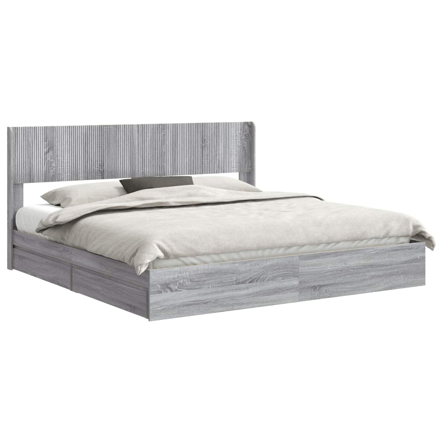 vidaXL Bed Frame with Storage and Headboard Grey Sonoma 180 x 200 cm
