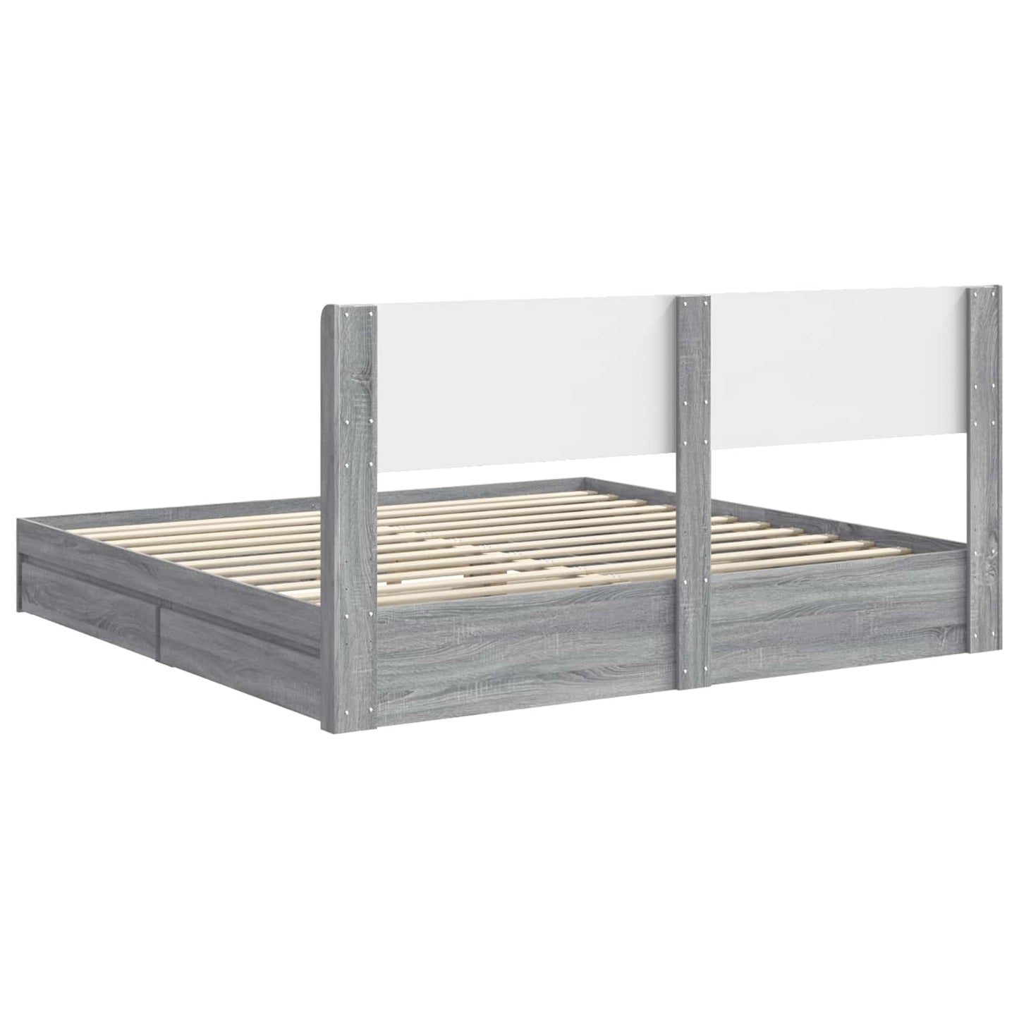 vidaXL Bed Frame with Storage and Headboard Grey Sonoma 180 x 200 cm
