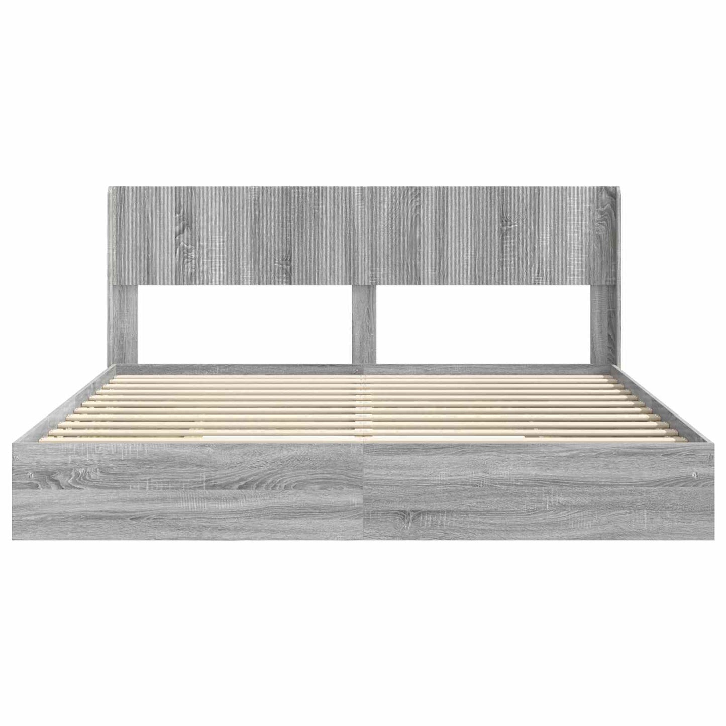vidaXL Bed Frame with Storage and Headboard Grey Sonoma 180 x 200 cm