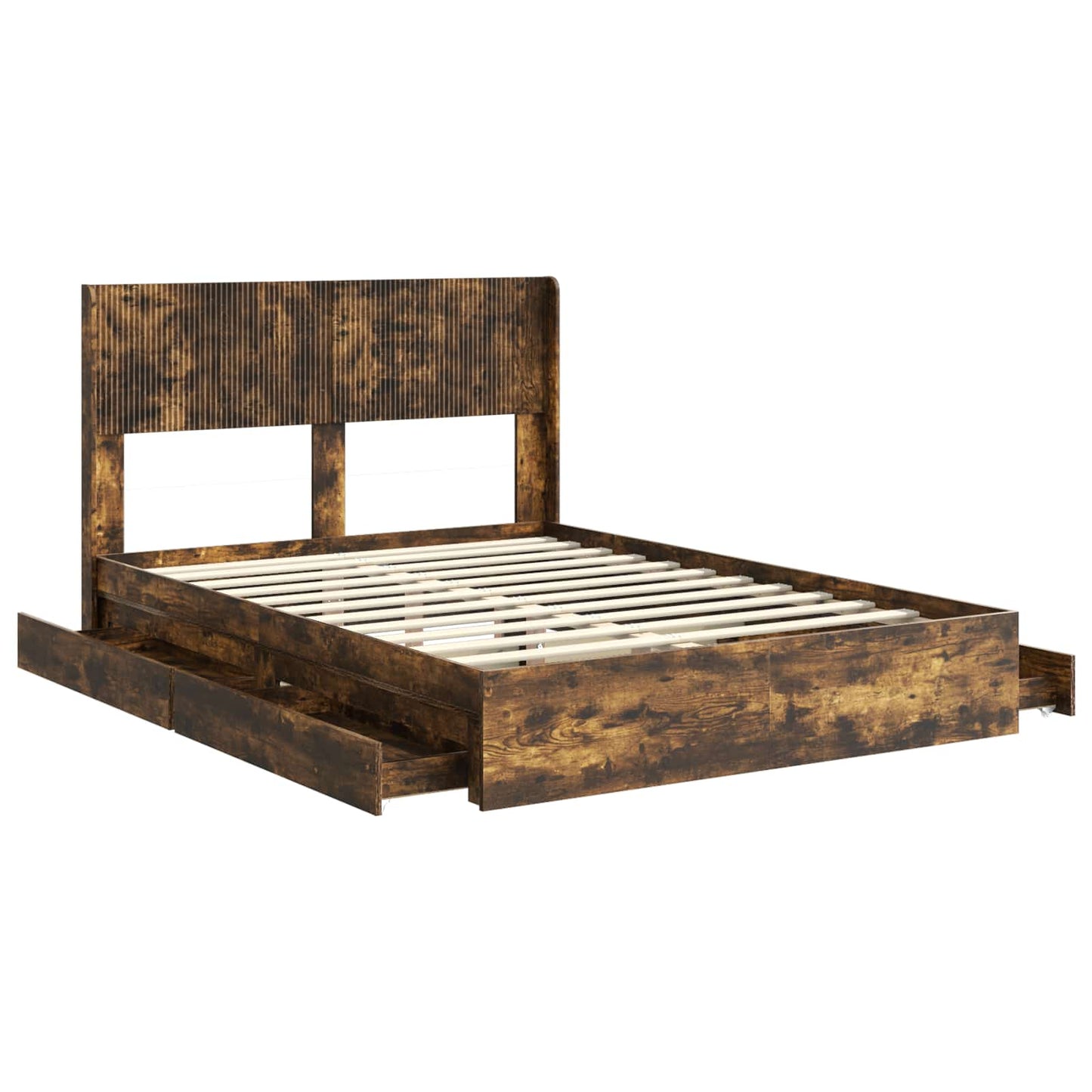 vidaXL Bed Frame with Storage and Headboard Smoked Oak 160 x 200 cm