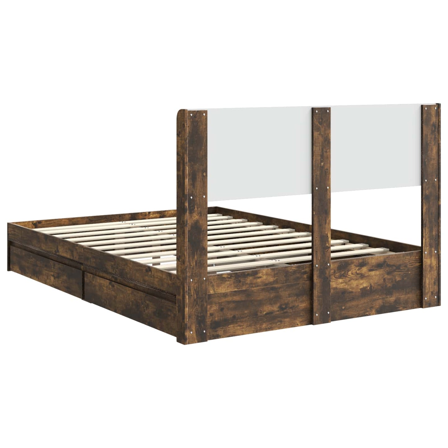 vidaXL Bed Frame with Storage and Headboard Smoked Oak 160 x 200 cm
