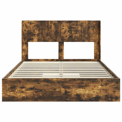 vidaXL Bed Frame with Storage and Headboard Smoked Oak 160 x 200 cm