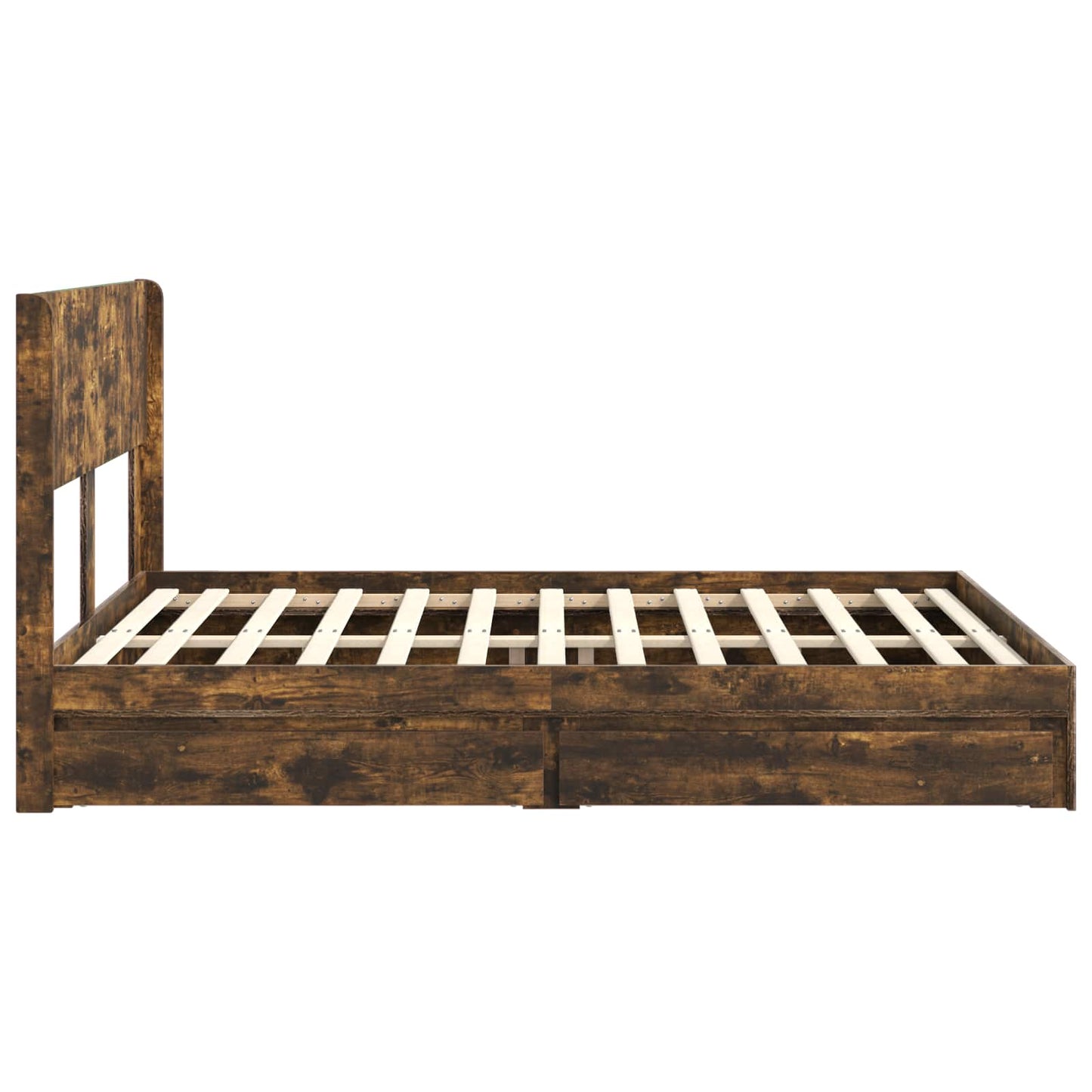 vidaXL Bed Frame with Storage and Headboard Smoked Oak 160 x 200 cm