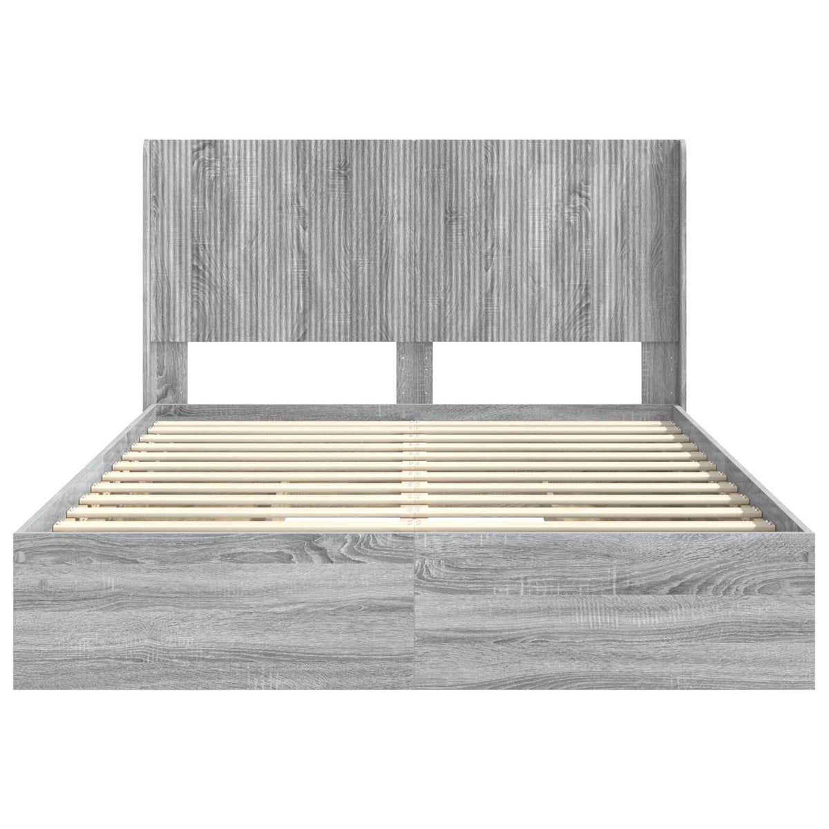 vidaXL Bed Frame with Storage and Headboard Grey Sonoma 160 x 200 cm