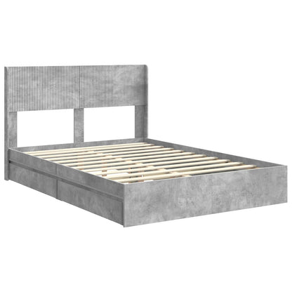 vidaXL Bed Frame with Storage and Headboard Concrete Grey 150 x 200 cm