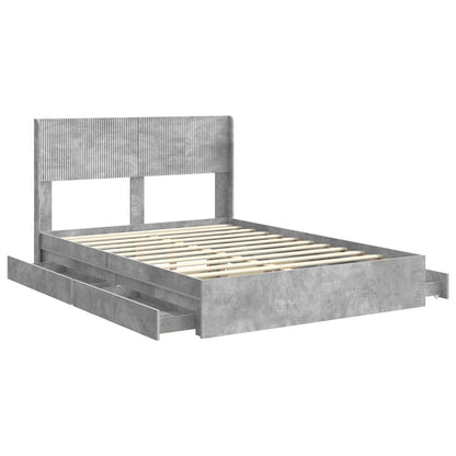 vidaXL Bed Frame with Storage and Headboard Concrete Grey 150 x 200 cm