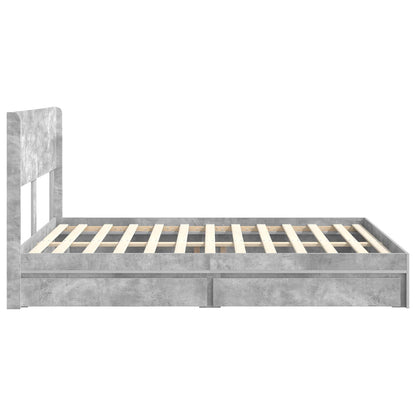 vidaXL Bed Frame with Storage and Headboard Concrete Grey 150 x 200 cm