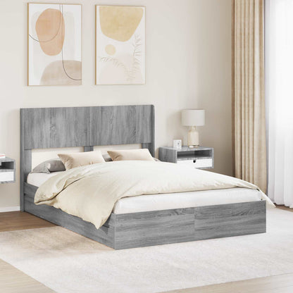 vidaXL Bed Frame with Storage and Headboard Grey Sonoma 150 x 200 cm