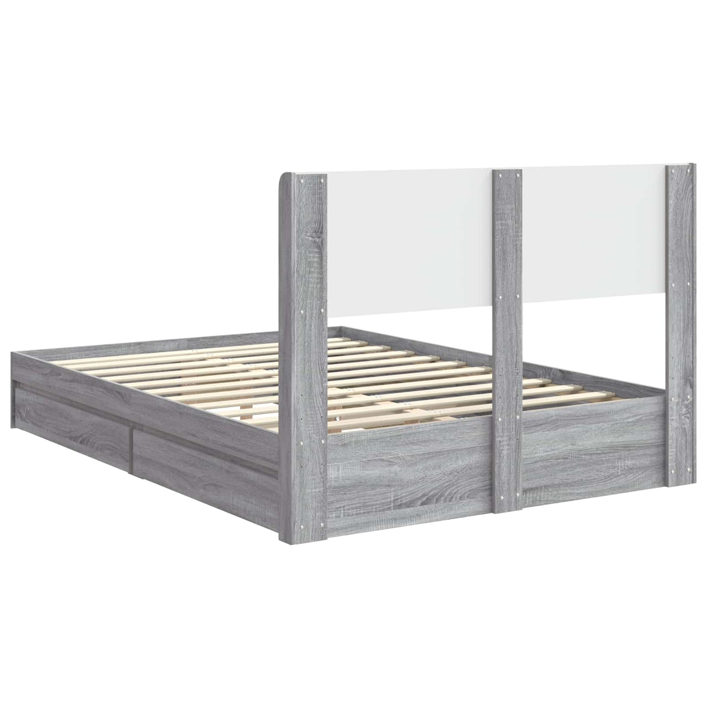 vidaXL Bed Frame with Storage and Headboard Grey Sonoma 150 x 200 cm