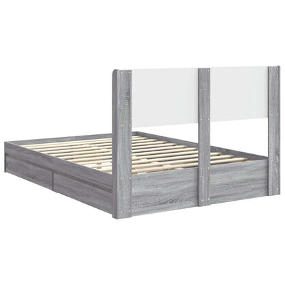 vidaXL Bed Frame with Storage and Headboard Grey Sonoma 150 x 200 cm