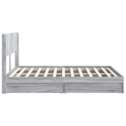 vidaXL Bed Frame with Storage and Headboard Grey Sonoma 150 x 200 cm