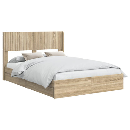 vidaXL Bed Frame with Storage and Headboard Sonoma Oak 140 x 200 cm