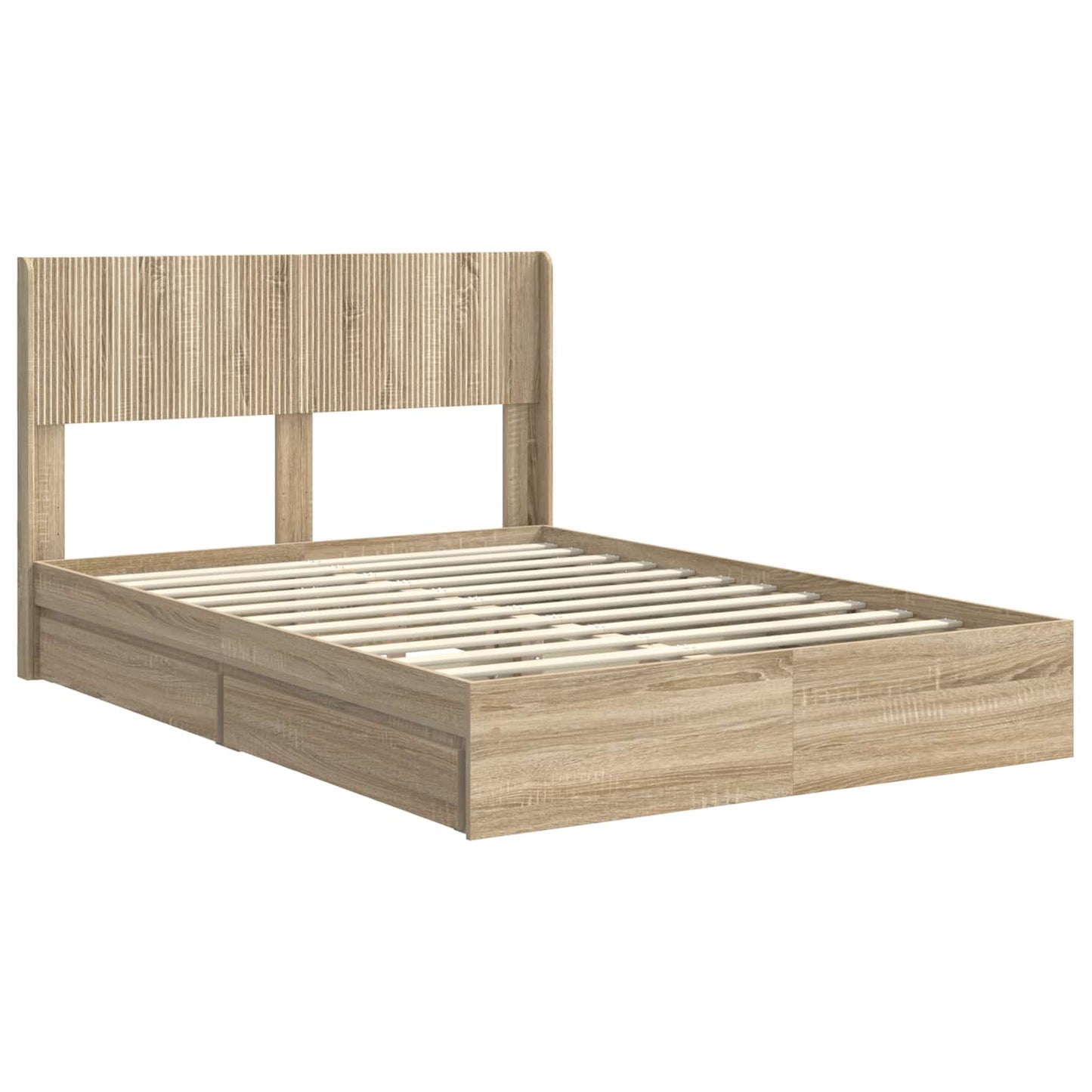 vidaXL Bed Frame with Storage and Headboard Sonoma Oak 140 x 200 cm