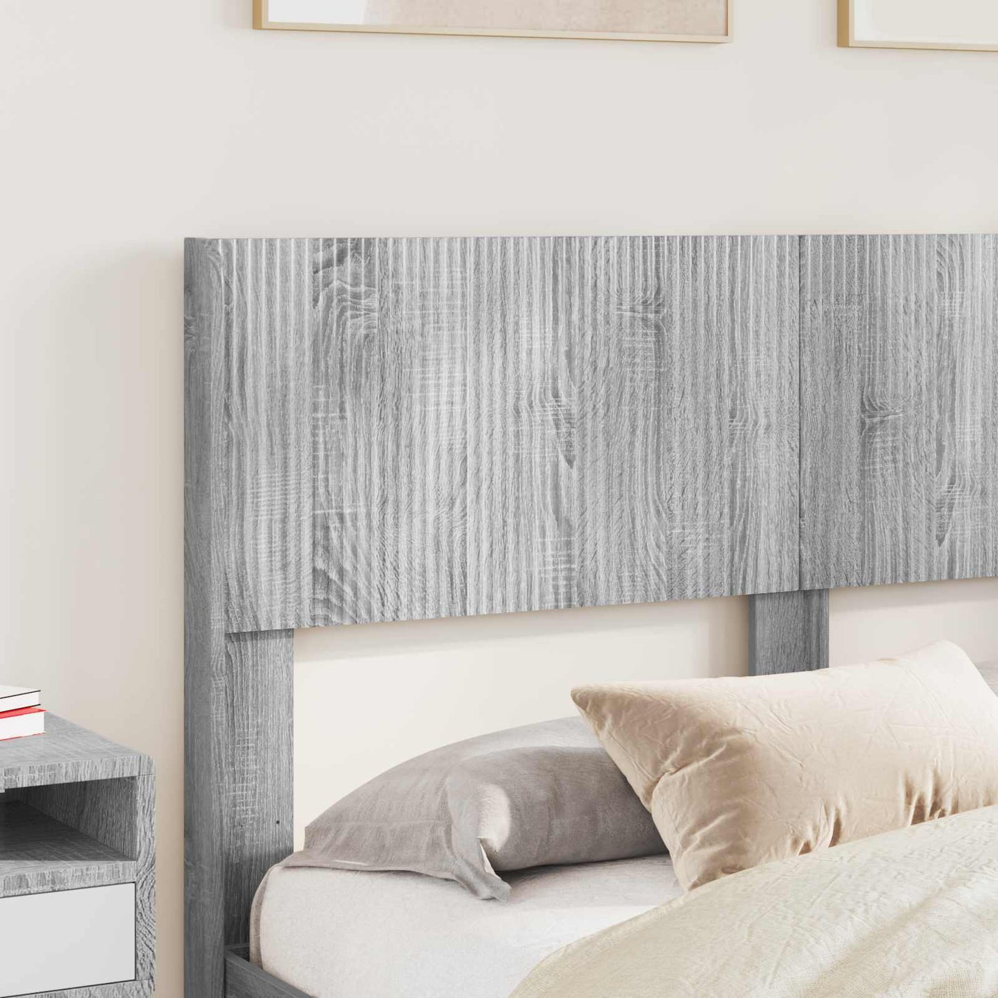 vidaXL Bed Frame with Storage and Headboard Grey Sonoma 140 x 200 cm