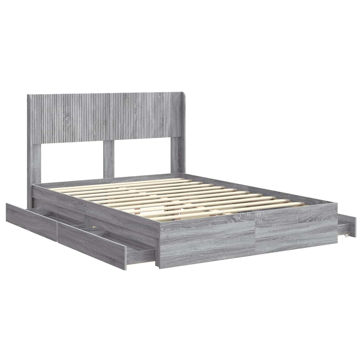 vidaXL Bed Frame with Storage and Headboard Grey Sonoma 140 x 200 cm