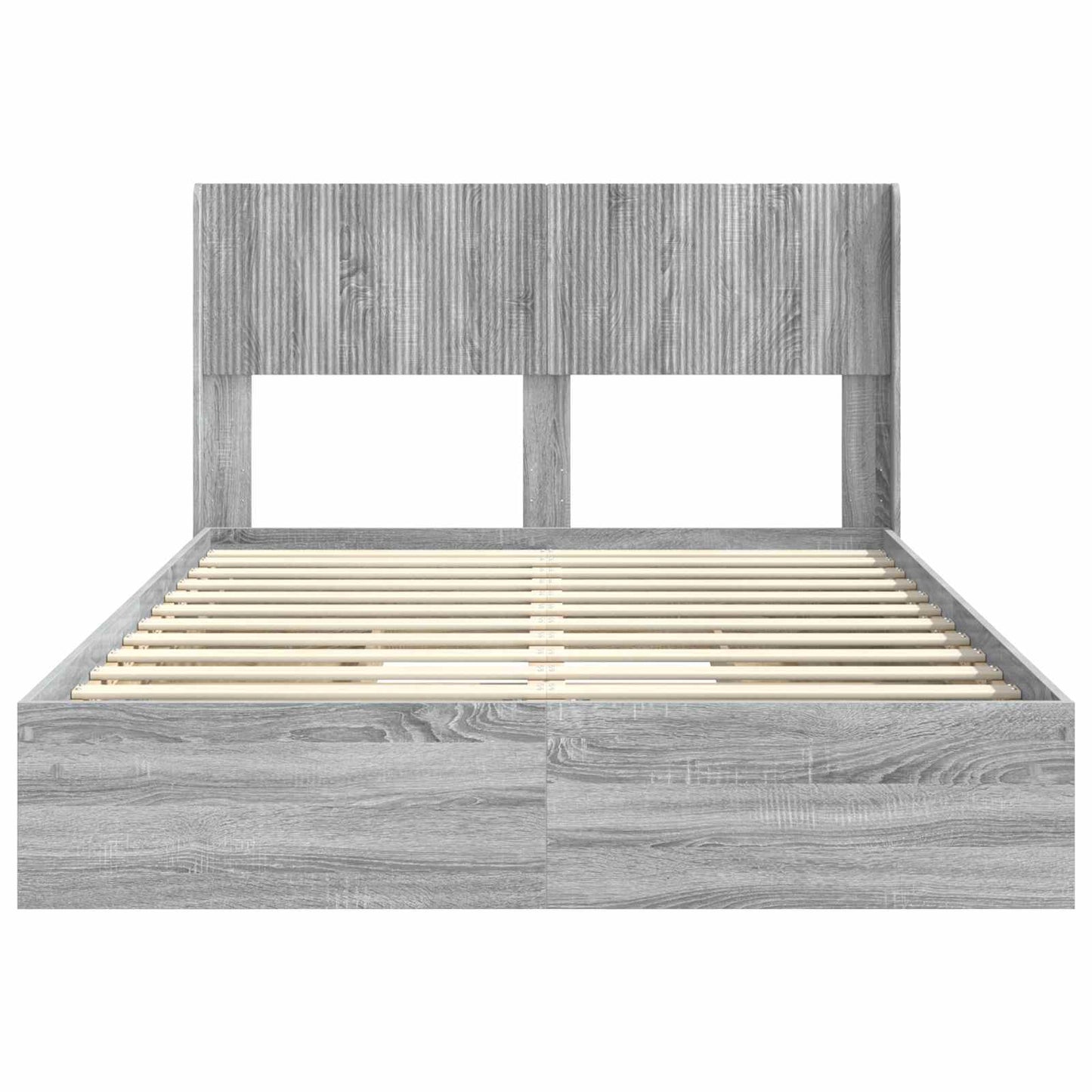 vidaXL Bed Frame with Storage and Headboard Grey Sonoma 140 x 200 cm