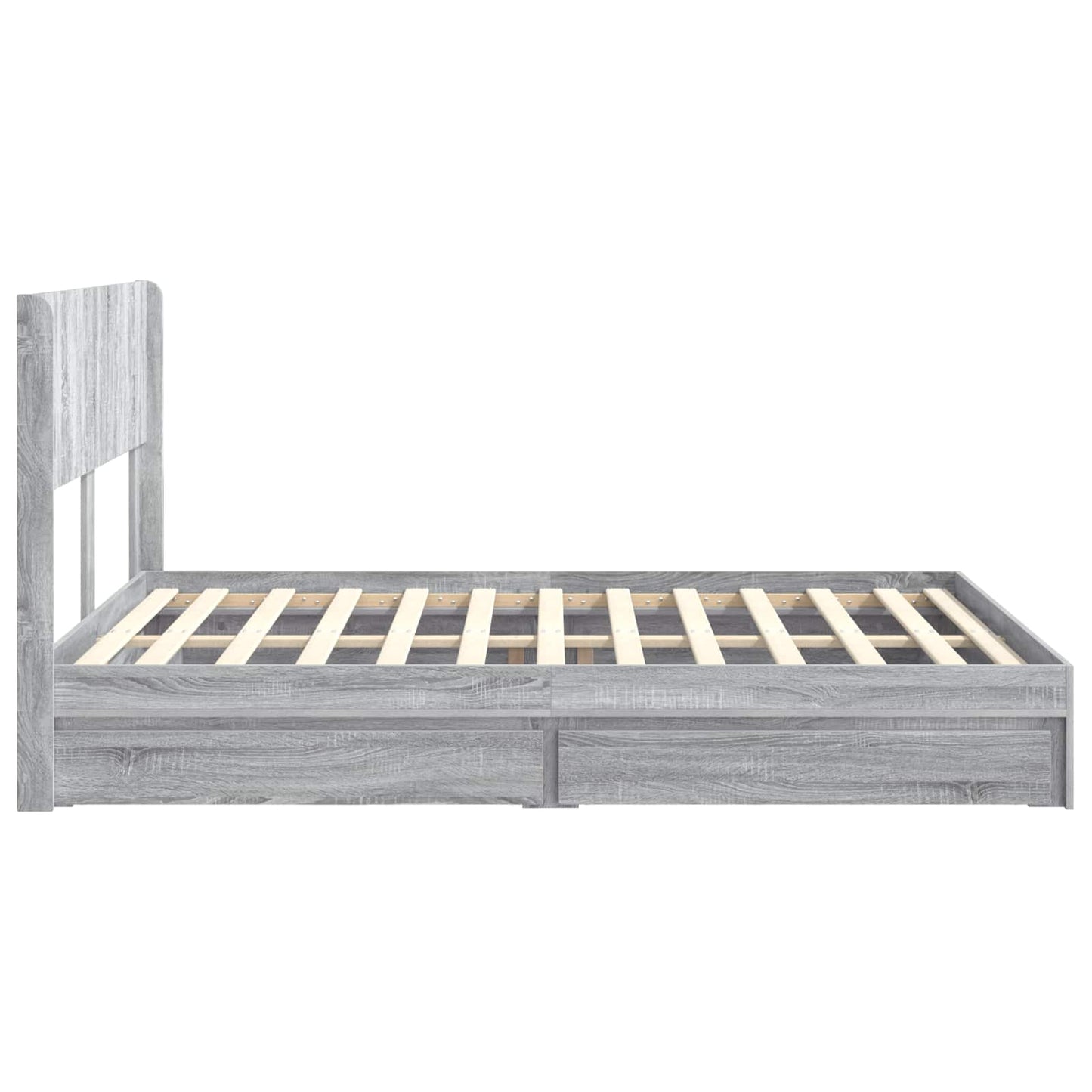 vidaXL Bed Frame with Storage and Headboard Grey Sonoma 140 x 200 cm